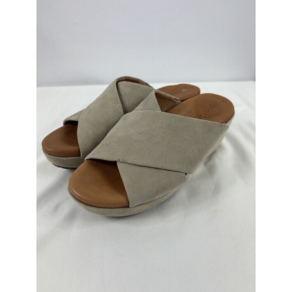 Gentle Souls Mikenzie Suede Platform Sandals Cream 7 M Criss Cross Straps - Picture 5 of 10